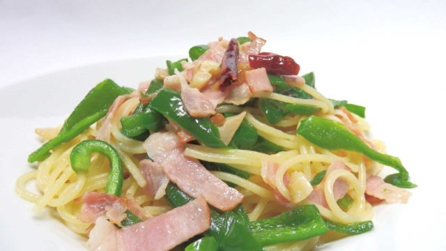 bacon & green-pepper spaghettini